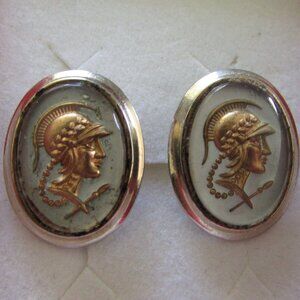 Roman Soldier Centurion Head Cameo Cufflinks - Vintage